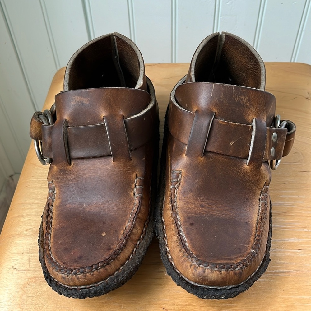 Quoddy Ring Boot, made to order, very thick brown leather, crepe sole, 6